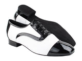 C916102<BR>Black Patent & White Leather
