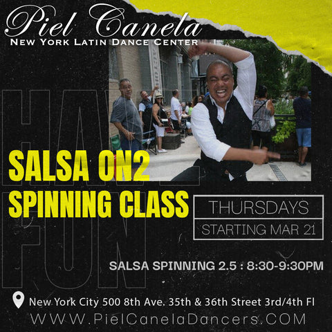 Salsa On2<br>Spinning Class<br>Level 2.5<br>Thursdays<br>Apr 18 - May 9