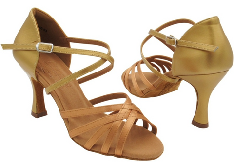 S9216 <BR>Mirage Tan Satin & Copper Gold Leather with Clip Buckle