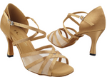 SERA1605 <BR>Brown Satin & Flesh Mesh